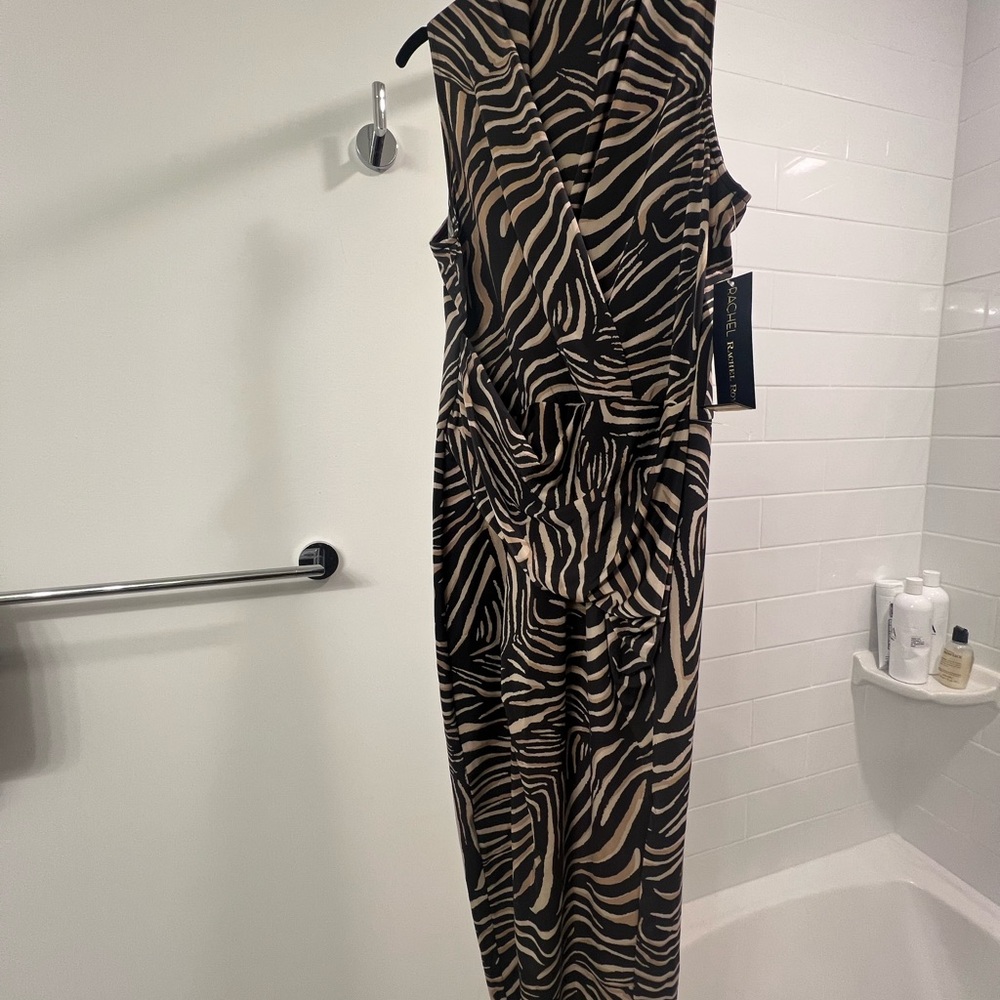 RACHEL Rachel Roy Black and Tan Zebra Print Dress